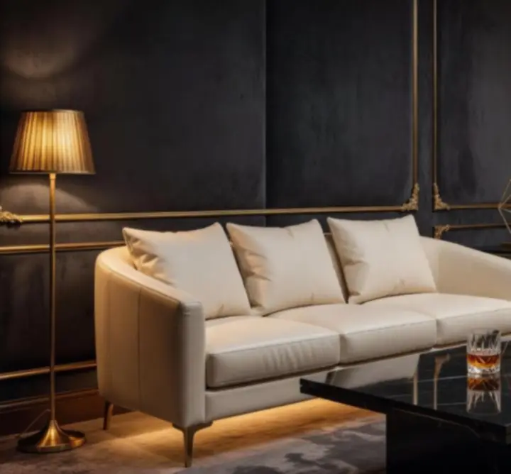 Komfortowe lounge VIP z eleganckimi sofami i nastrojowym oświetleniem