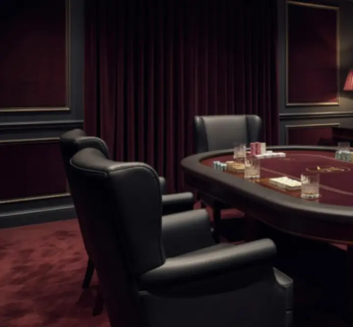 Ekskluzywna VIP sala turniejowa z prywatnymi stołami pokerowymi.